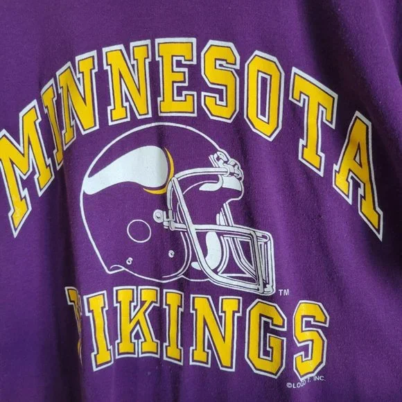 Vintage Minnesota Vikings Single Stitch T-Shirt Size XL Purple Stedman Logo7 USA - Picture 2 of 6